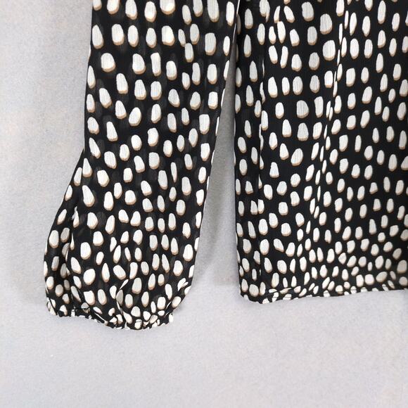 NWT J Crew Women's XS Sheer Smocked Neck Puff Sleeve Spotted Blouse Top Preppy - Picture 4 of 6